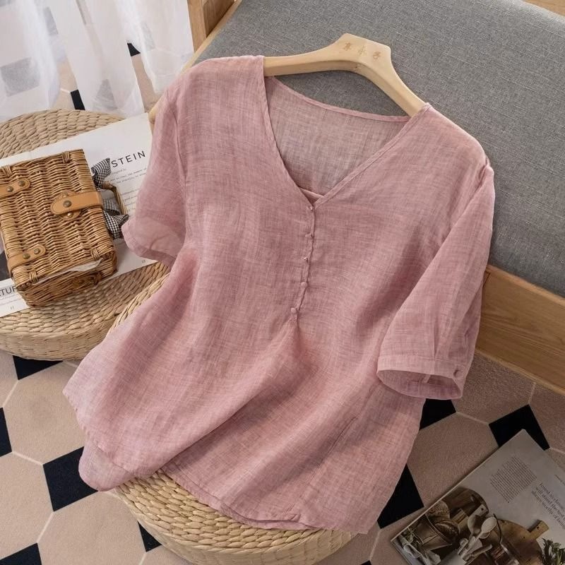 Linen Shirt Breathable - Женская футболка из смесового льна с