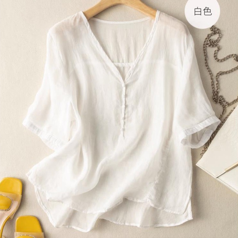 Женская футболка из смесового  – обзор и цена Linen Shirt Breathable