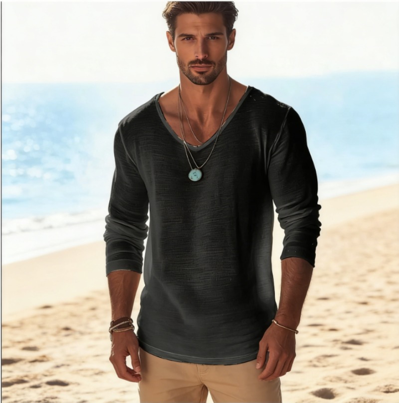 Мужская повседневная футболка  – обзор и цена Linen Shirt Breathable