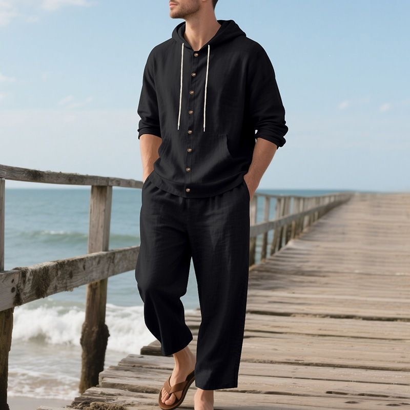 Мужской льняной пляжный компле – обзор и цена Linen Shirt Breathable